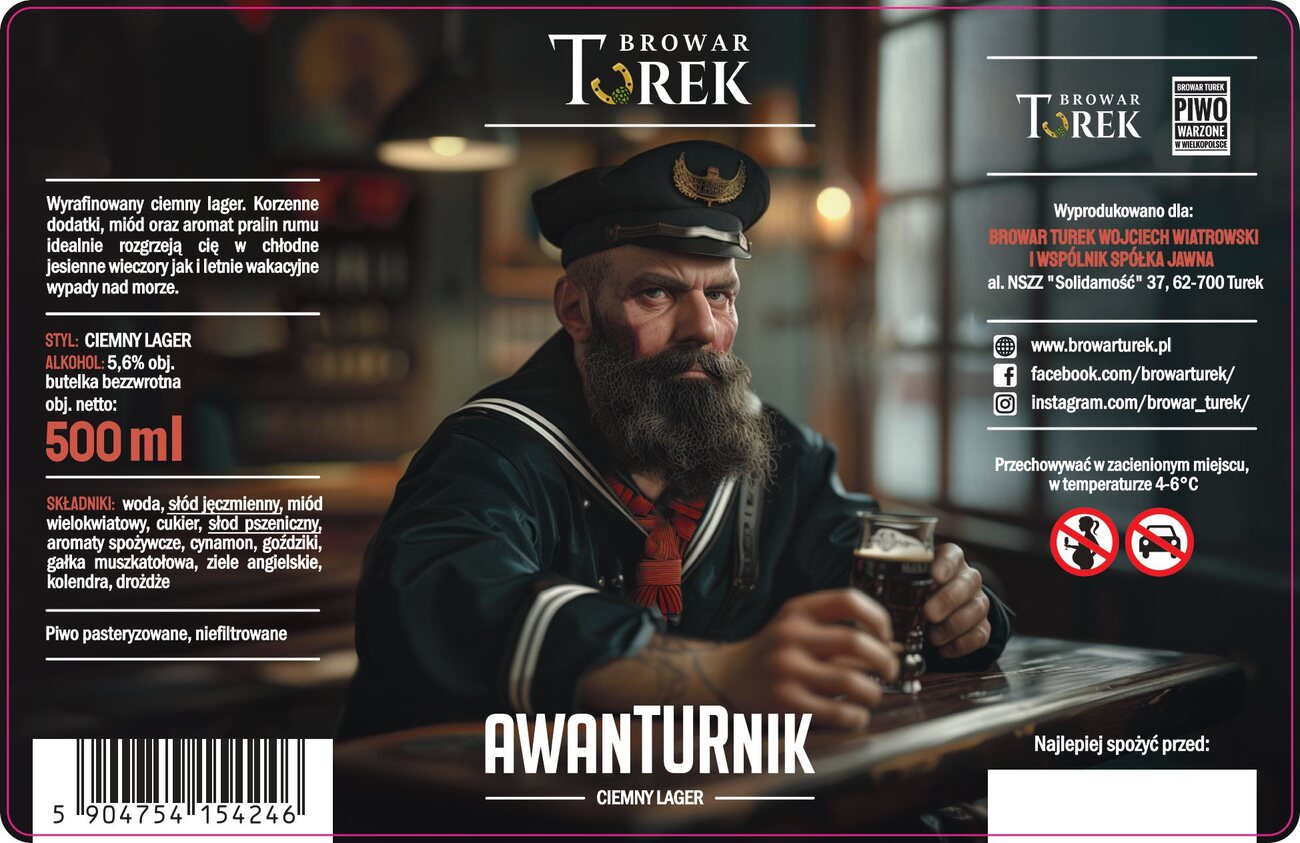 Etykieta piwa Awanturnik